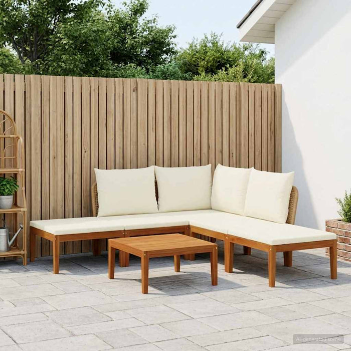 6 pcs Lemn masiv de acacia și frânghie natural WALTI