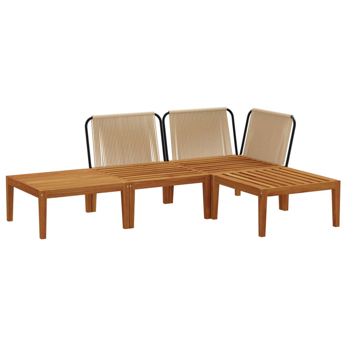 4 pcs Lemn masiv de acacia și frânghie natural WALTI