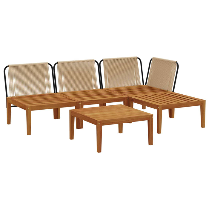 5 pcs Lemn masiv de acacia și frânghie natural WALTI