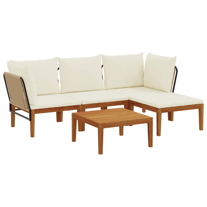 5 pcs Lemn masiv de acacia și frânghie natural WALTI
