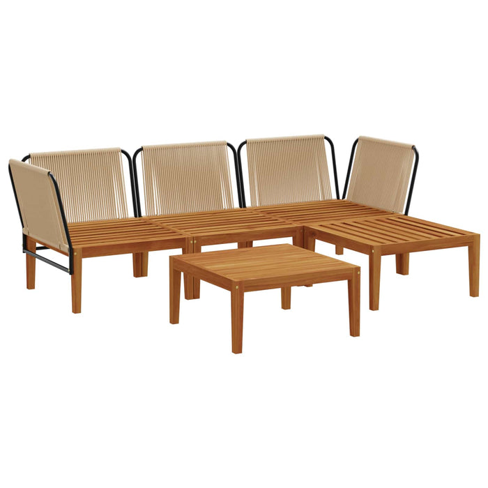 5 pcs Lemn masiv de acacia și frânghie natural WALTI