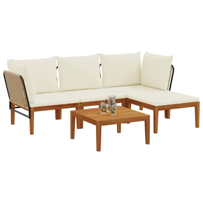 5 pcs Lemn masiv de acacia și frânghie natural WALTI