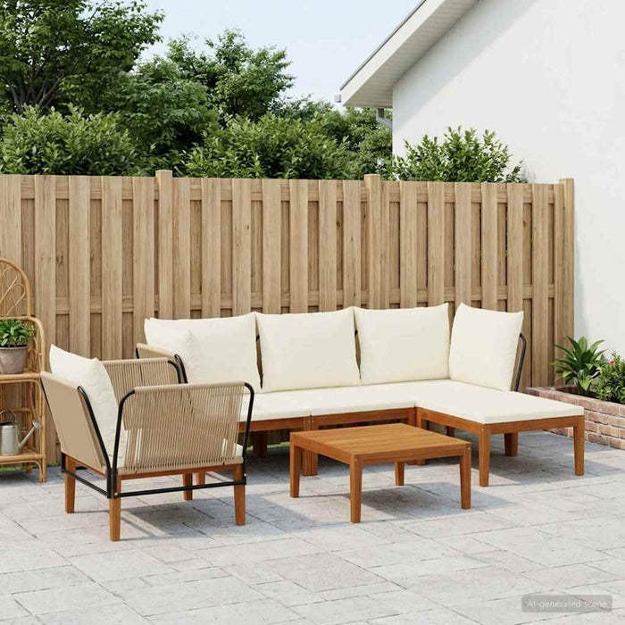 6 pcs Lemn masiv de acacia și frânghie natural WALTI
