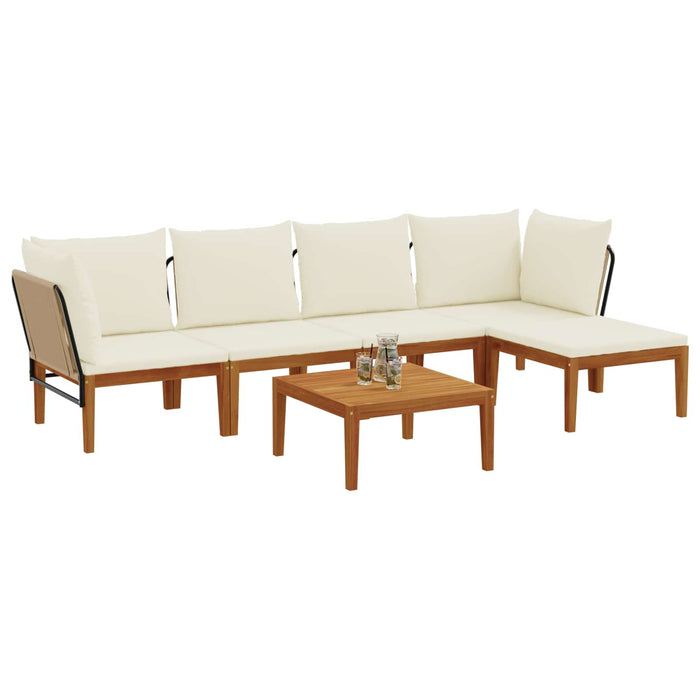 6 pcs Lemn masiv de acacia și frânghie natural WALTI