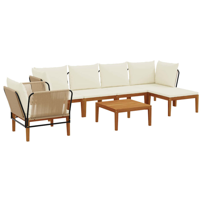 7 pcs Lemn masiv de acacia și frânghie natural WALTI