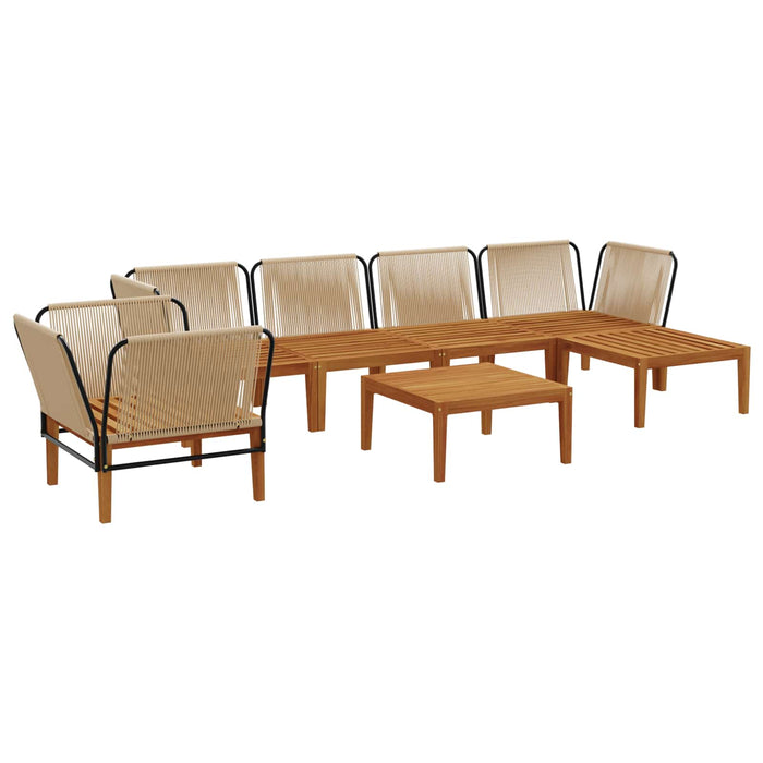 7 pcs Lemn masiv de acacia și frânghie natural WALTI
