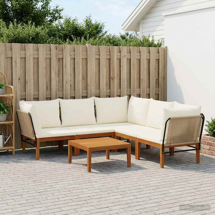 6 pcs Lemn masiv de acacia și frânghie natural WALTI