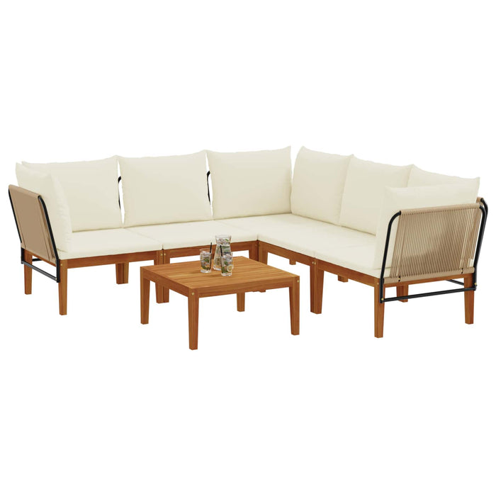 6 pcs Lemn masiv de acacia și frânghie natural WALTI