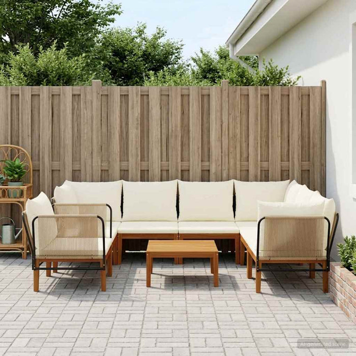 7 pcs Lemn masiv de acacia și frânghie natural WALTI