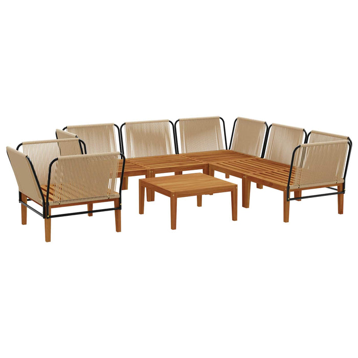 7 pcs Lemn masiv de acacia și frânghie natural WALTI