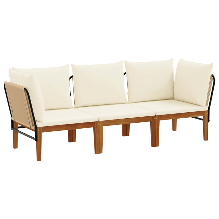 3 pcs Lemn masiv de acacia și frânghie natural WALTI