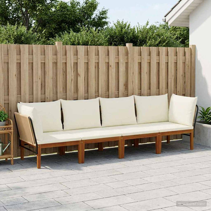 4 pcs Lemn masiv de acacia și frânghie natural WALTI