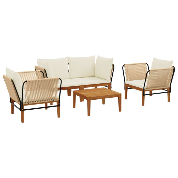 5 pcs Lemn masiv de acacia și frânghie natural WALTI