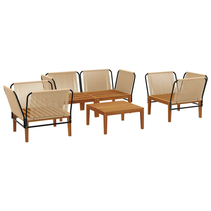 5 pcs Lemn masiv de acacia și frânghie natural WALTI