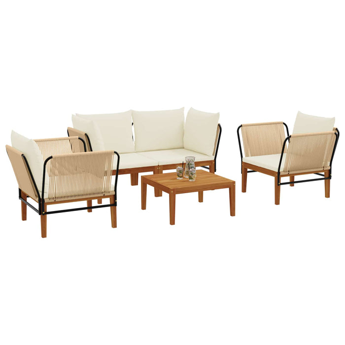 5 pcs Lemn masiv de acacia și frânghie natural WALTI