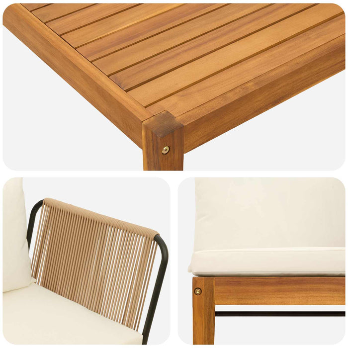 6 pcs Lemn masiv de acacia și frânghie natural WALTI