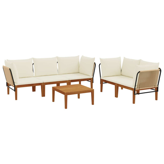 6 pcs Lemn masiv de acacia și frânghie natural WALTI