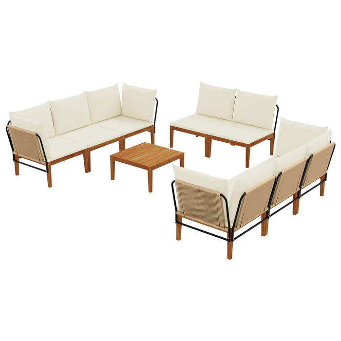 9 pcs Lemn masiv de acacia și frânghie natural WALTI