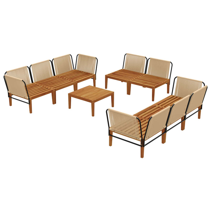 9 pcs Lemn masiv de acacia și frânghie natural WALTI