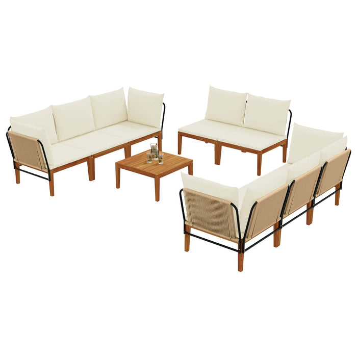 9 pcs Lemn masiv de acacia și frânghie natural WALTI