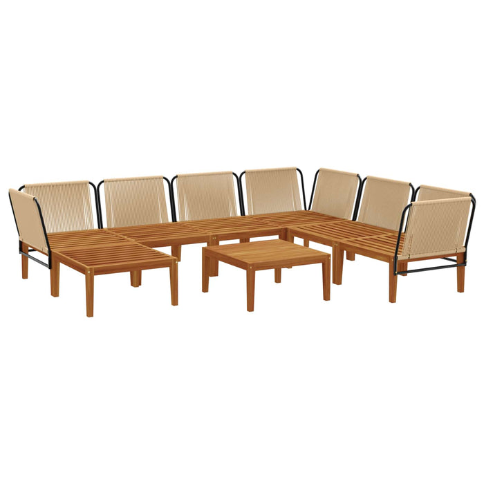 8 pcs Lemn masiv de acacia și frânghie natural WALTI