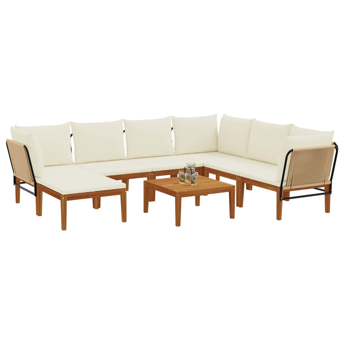 8 pcs Lemn masiv de acacia și frânghie natural WALTI