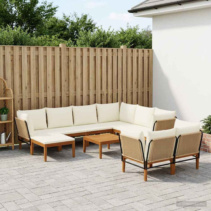 10 pcs Lemn masiv de acacia și frânghie natural WALTI