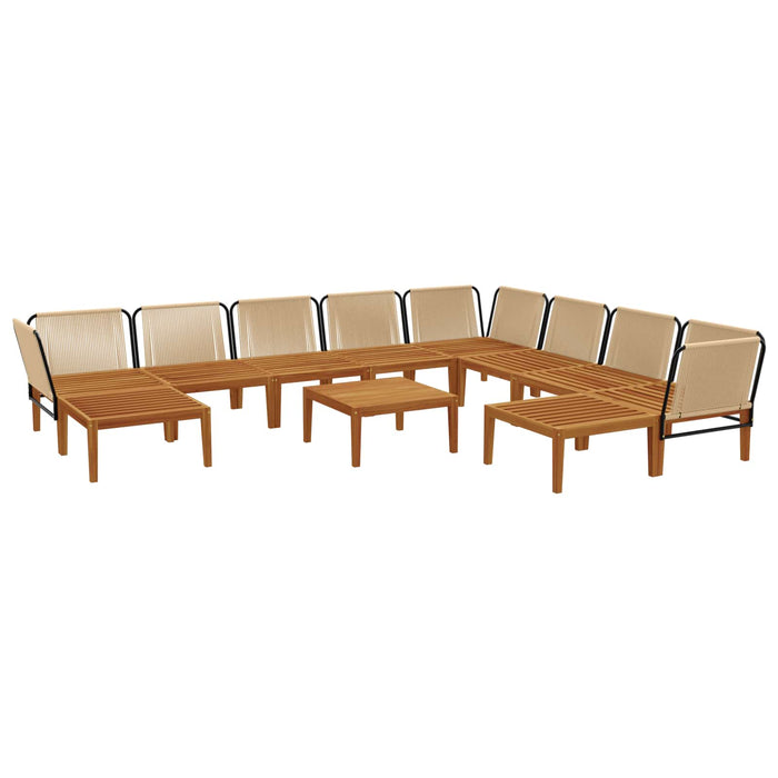 11 pcs Lemn masiv de acacia și frânghie natural WALTI