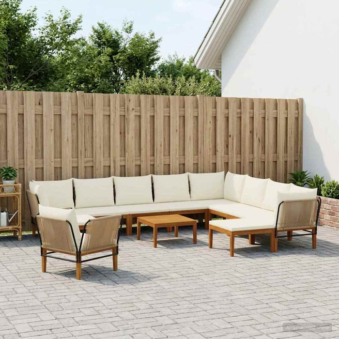 12 pcs Lemn masiv de acacia și frânghie natural WALTI