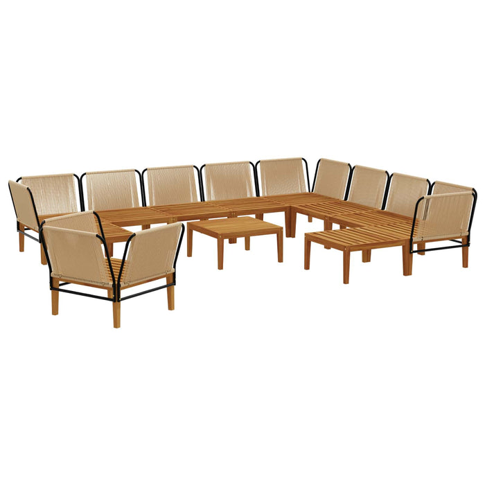 12 pcs Lemn masiv de acacia și frânghie natural WALTI