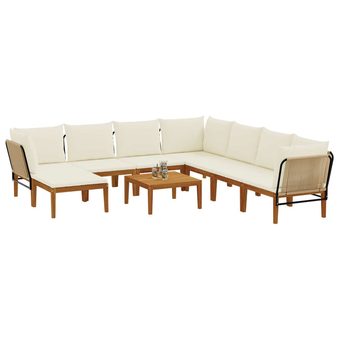 9 pcs Lemn masiv de acacia și frânghie natural WALTI