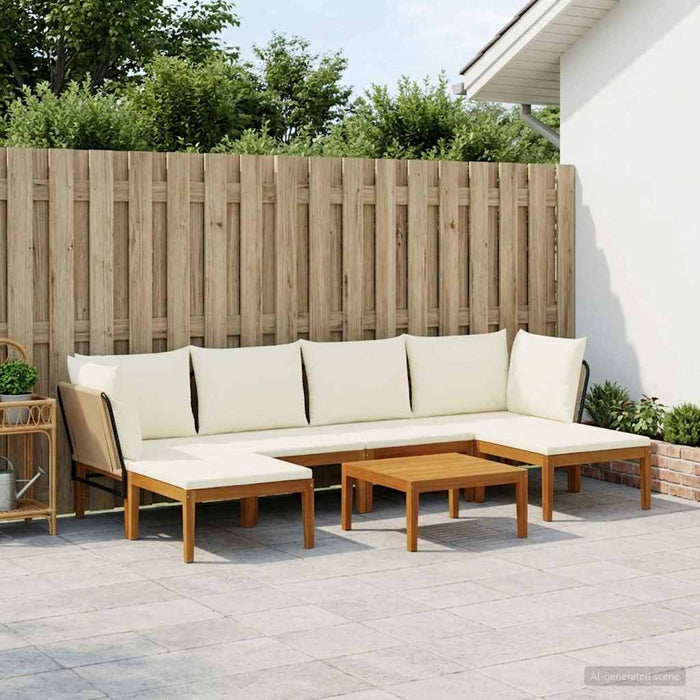 7 pcs Lemn masiv de acacia și frânghie natural WALTI
