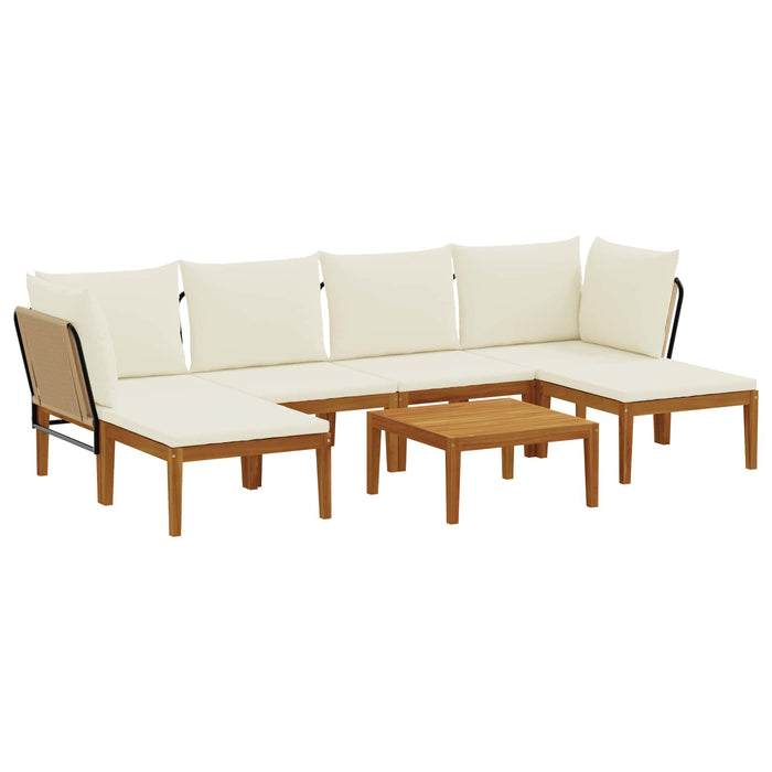 7 pcs Lemn masiv de acacia și frânghie natural WALTI