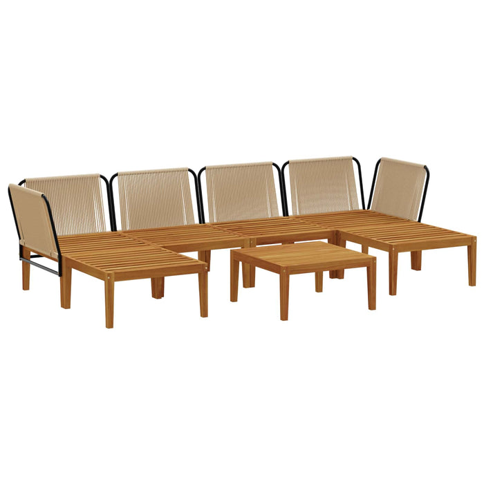 7 pcs Lemn masiv de acacia și frânghie natural WALTI