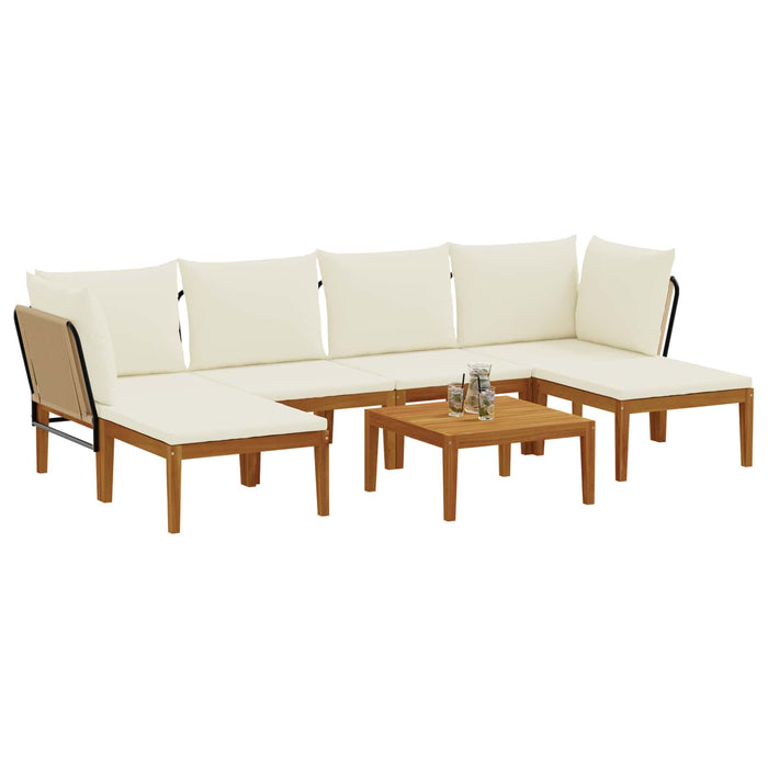 7 pcs Lemn masiv de acacia și frânghie natural WALTI