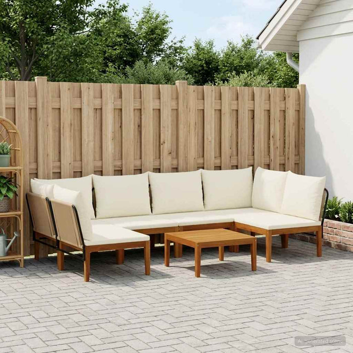 7 pcs Lemn masiv de acacia și frânghie natural WALTI