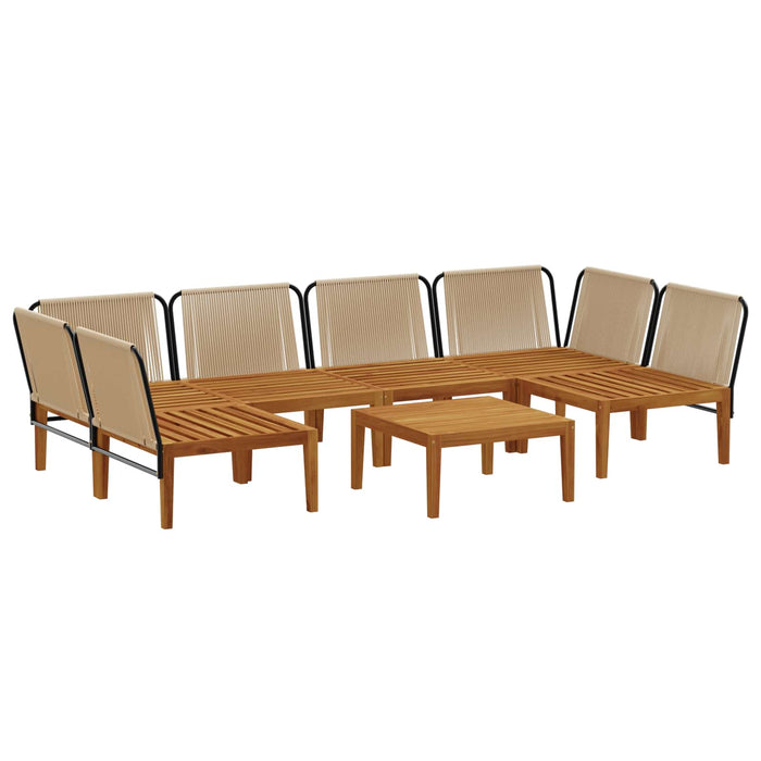 7 pcs Lemn masiv de acacia și frânghie natural WALTI