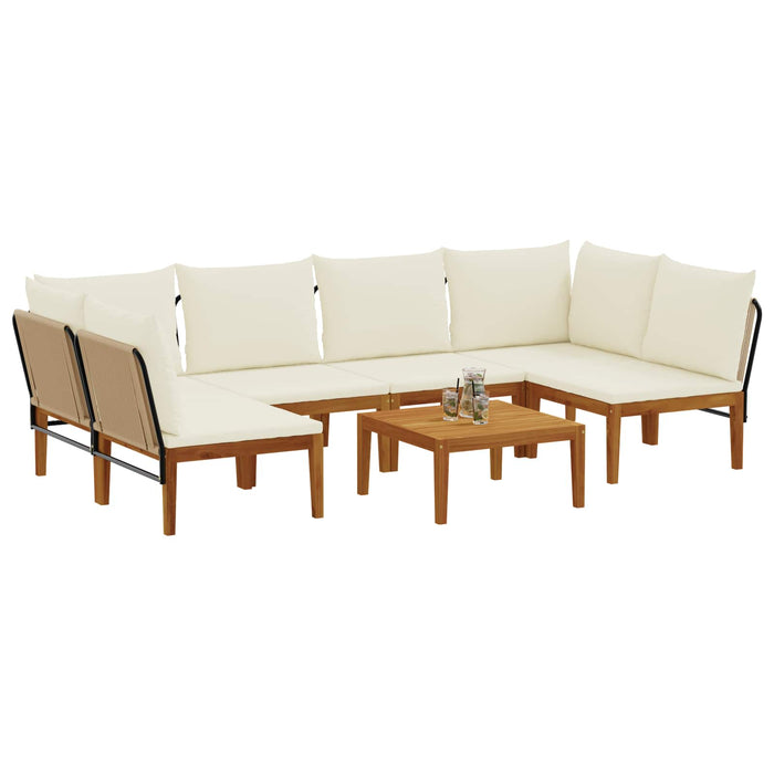 7 pcs Lemn masiv de acacia și frânghie natural WALTI