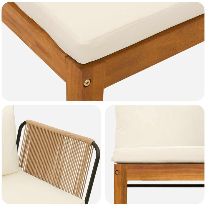 3 pcs Lemn masiv de acacia și frânghie natural WALTI