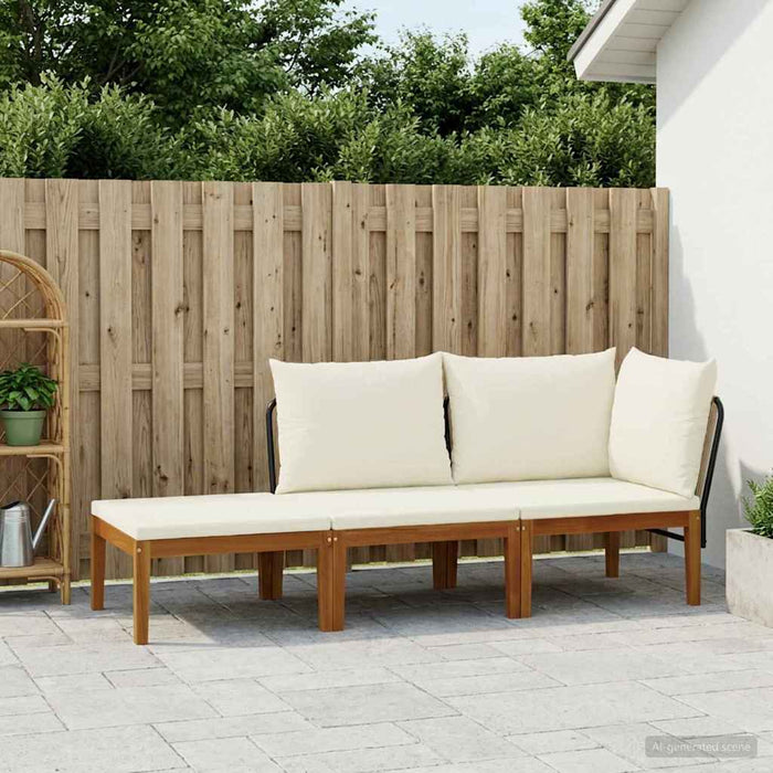3 pcs Lemn masiv de acacia și frânghie natural WALTI