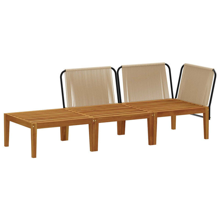 3 pcs Lemn masiv de acacia și frânghie natural WALTI