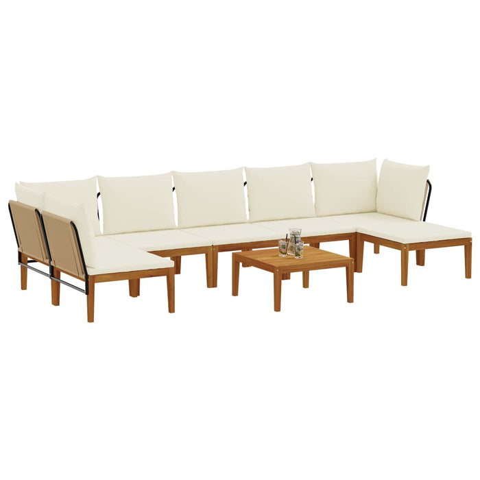 8 pcs Lemn masiv de acacia și frânghie natural WALTI