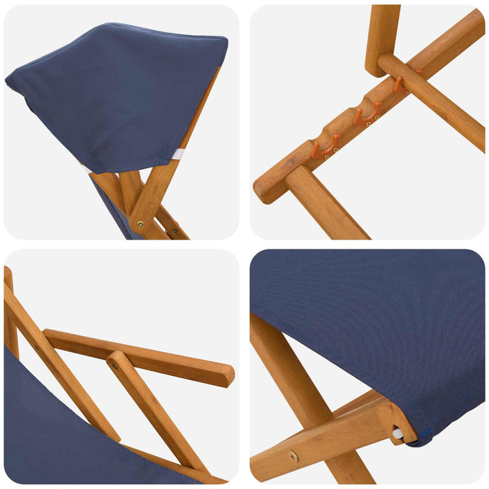 Scaun de plajă 4 pcs 3 Poziție Lemn de eucalipt masiv albastru WALTI