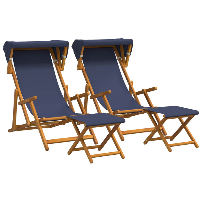 Scaun de plajă 4 pcs 3 Poziție Lemn de eucalipt masiv albastru WALTI