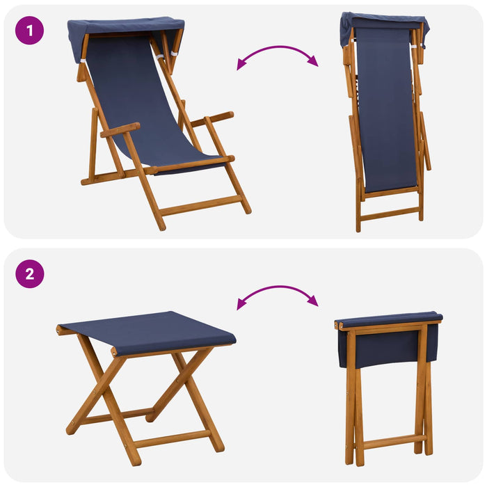 Scaun de plajă 4 pcs 3 Poziție Lemn de eucalipt masiv albastru WALTI