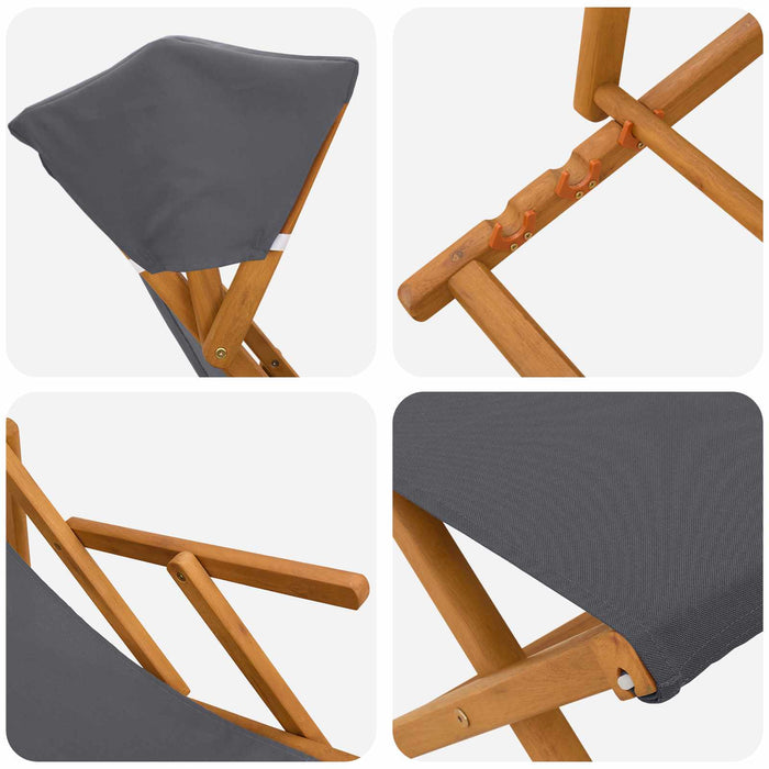 Scaun de plajă 4 pcs 3 Poziție Lemn de eucalipt masiv Gri WALTI
