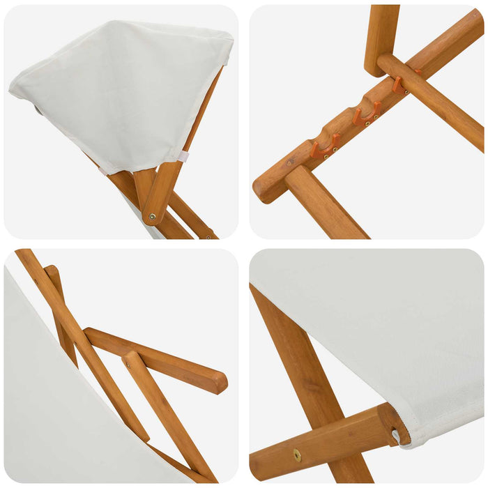 Scaun de plajă 4 pcs 3 Poziție Lemn de eucalipt masiv Crem WALTI