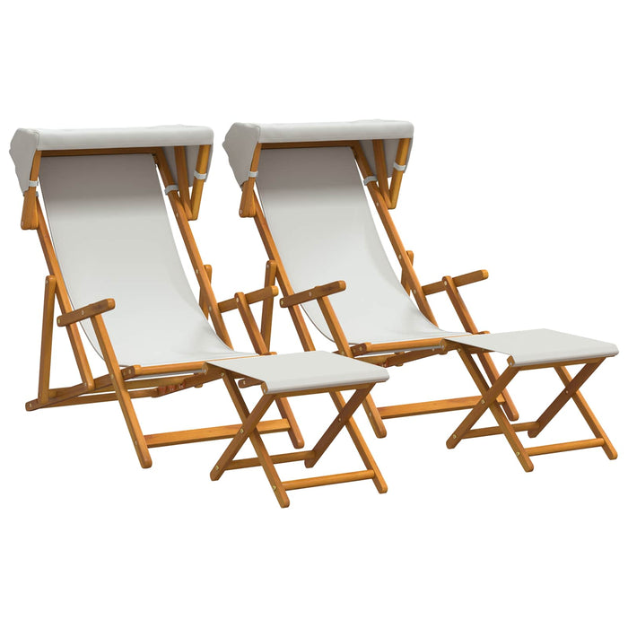 Scaun de plajă 4 pcs 3 Poziție Lemn de eucalipt masiv Crem WALTI