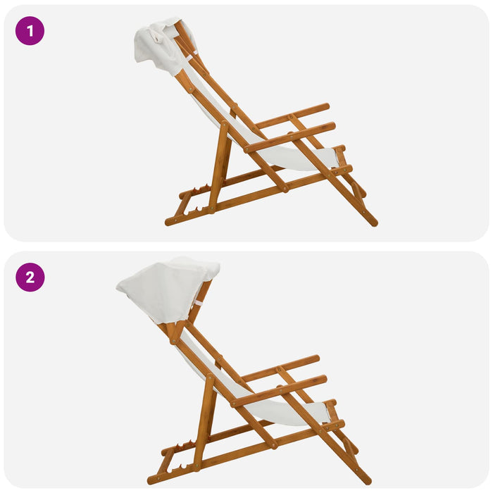 Scaun de plajă 4 pcs 3 Poziție Lemn de eucalipt masiv Crem WALTI