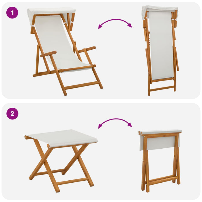 Scaun de plajă 4 pcs 3 Poziție Lemn de eucalipt masiv Crem WALTI